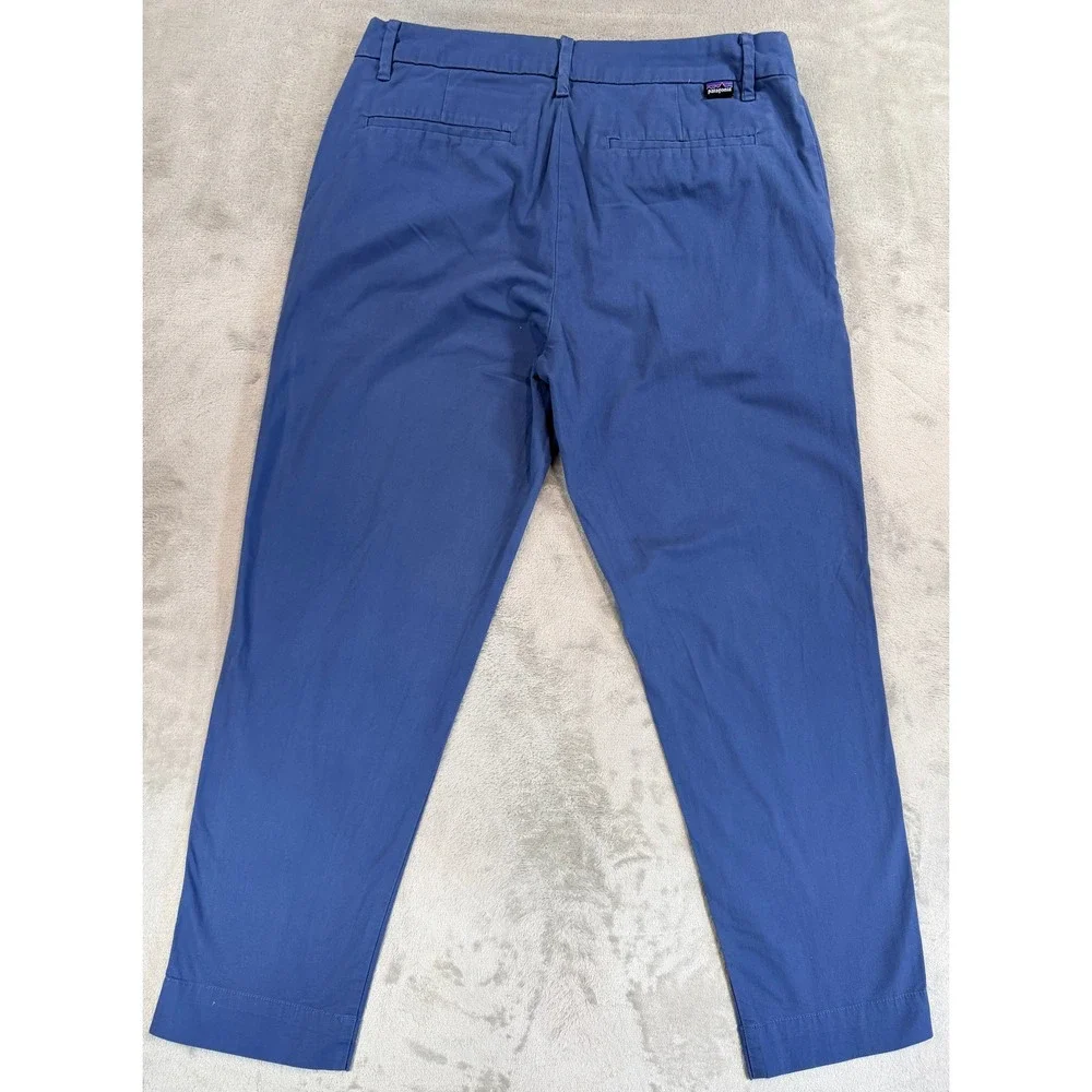 Patagonia Womens Cropped Pants Chino Organic Cotton Spandex Blue 8 - Picture 2 of 10